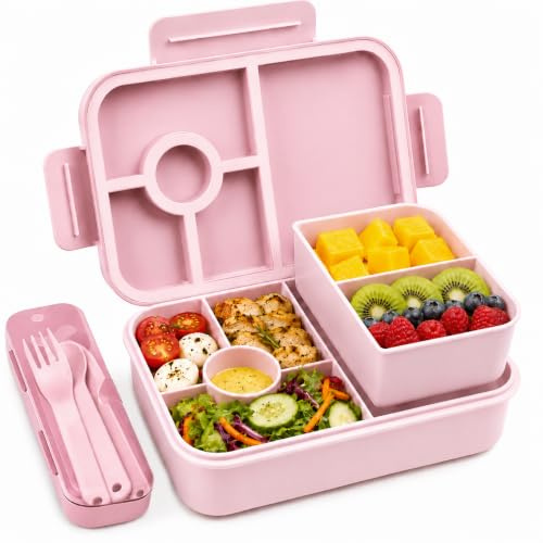Bugucat Brotdose Kinder 1300ML, Lunchbox Auslaufsicher Mit 5 Fächern, Bento Box für Kinder & Erwachsene, Vesperdose Frühstücksbox für Mädchen & Jungen BPA-Frei