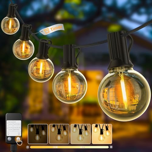 Yuusei Lichterkette Außen, 7.6M LED Lichterkette Glühbirnen Auße 12 Birnen mit 1 Ersatzbirnen Warmweiß, IP45 Wasserdichte G40 Lichterkette Innen Aussenbeleuchtung für Garten, Balkon, Hochzeit