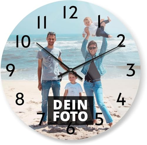 PhotoFancy® - XXL Uhr mit Foto Bedrucken - Fotouhr aus Acrylglas - Wanduhr mit eigenem Motiv selbst gestalten