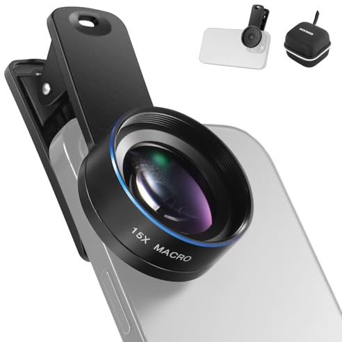 NEEWER Basics Makro Handy Objektiv Set, 15 Fach Macro Lens mit 37mm Objektiv Clip, HD, Kamera Fotografie Zubehör Kompatibel mit iPhone Samsung Android Smartphone, LS-69