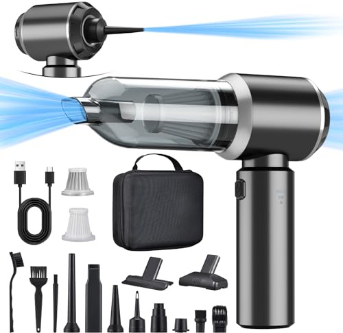 2-in-1 Handstaubsauger Akku,28000PA Handstaubsauger Kabellos,Auto Staubsauger Stark,3-Gang 240000 U/min Elektrische Staubgebläse Druckluftspray für Auto, Küche,PC, Sofa, Büro, Haus& Tierhaar Reinigung