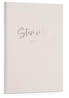 DeinWeddingshop Stammbuch Hochzeit Stammbuch der Familie - Familienstammbuch Hochzeit Standesamt, Familienbuch - Deluxe Serie - Hardcover (Beige/Roségold) (16x21cm)