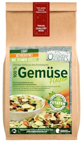ORIGINAL LECKERLIES® 100% Gemüse-Flocken, 1 kg getreidefrei Barf für Hunde | Gemüseflocken, Hundeflocken: natürlicher Vitaminzusatz im Hundenapf. Ohne künstliche Zusätze, Hundefutter schonend getrocknet