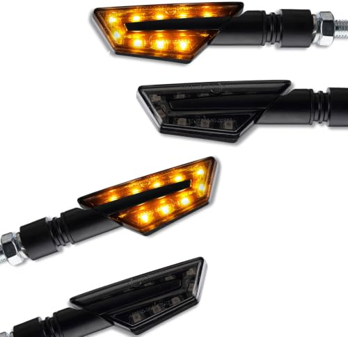 Germany Motorsports LED Motorrad Blinker Paco schwarz getönt Motorradblinker Roller Moped E-geprüft (2 Paar, LED Blinker)