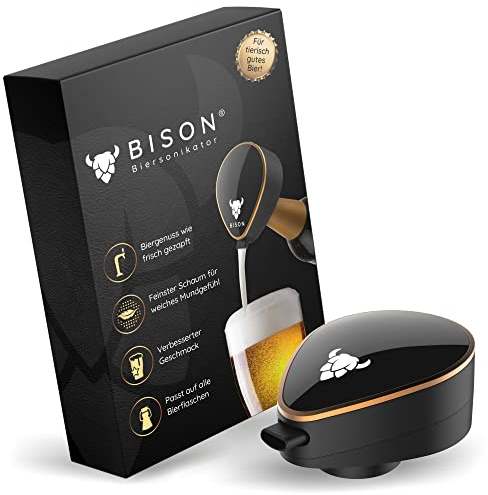 BISON Biersonikator - Ultraschall Flaschenaufsatz für Bier wie frisch gezapft - Geschenke für Männer