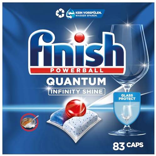 Finish Quantum Infinity Shine Spülmaschinentabs, kraftvolle Reinigung, Fettlösekraft und Glanz, Glasschutz, Klarspül- und Salzfunktion, 83 Finish Caps