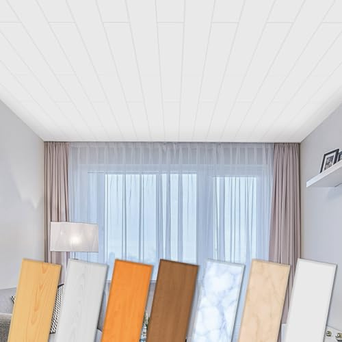 HEXIM Deckenpaneele aus XPS 100x16,7cm - Moderne Deckenverkleidung aus Styropor Kunststoff (10 Quadratmeter P-08) Wandplatten feuchtraumgeeignet