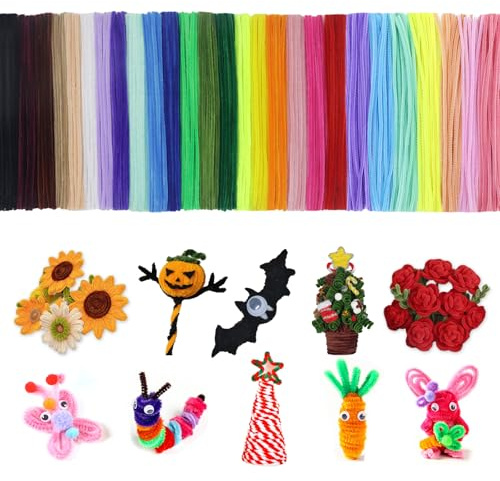LLMtn Set mit 27Farben, 300 Stk bunten Pfeifenreiniger, 20 Standardfarben, 7 Macaron-Farben für DIY-Projekte (mehrfarbig)
