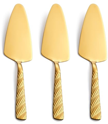 FULLYWARE Gold Tortenheber, 23,9 cm, Edelstahl, Tortenheber, Pizzaheber, 3er-Set, spülmaschinenfest