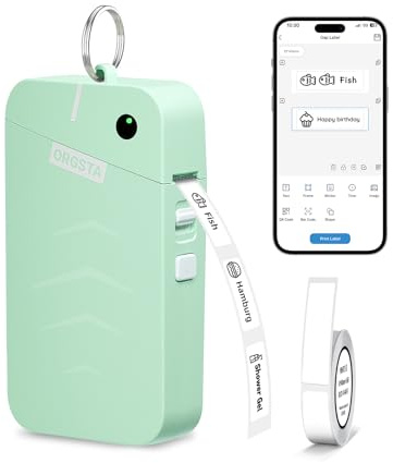 ORGSTA S001 Etikettendrucker Selbstklebend Etikettiergerät Bluetooth 2000 mAh Etikettiermaschinen Beschriftungsgerät Ettikettiergeraet Label Printer Sticker Maker Weihnachten