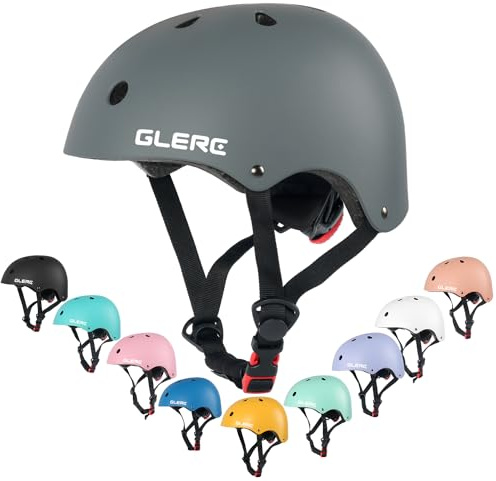 Glerc Kinder Fahrradhelm für Jungen und Mädchen ab 8 Jahren, Kinder Fahrrad Zubehör, stoß- und schlagfester Fahrradhelm für Kinder,M,Grau