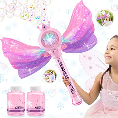 Britik Spielzeug 3-8 Jahre Kinder: Seifenblasenmaschine Spielzeug für Mädchen Geschenke ab 3 4 5 6 7 8 Kinder Geburtstag 3-8 Jahre Zauberstab Seifenblasenstab mit Licht Musik Hochzeit Party-Rosa