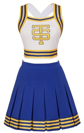 VEECOOCOS Tay Tay Cheerleader-Kostüm für Damen, Swift, Cheerleader-Uniform, Mädchen, Halloween-Party, verkleiden Outfit-L