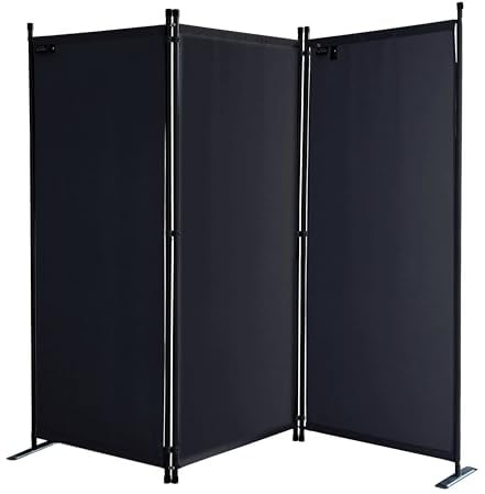 QUICK STAR Paravent 3 Teilig 170 x 165 cm Schwarz - Garten & Balkon Sichtschutz Stellwand Innen & Außen - Raumteiler Trennwand Faltbar Blickdicht & Wetterfest