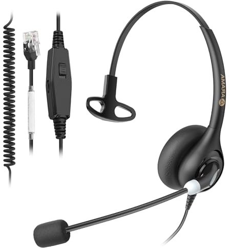 Arama Headset Handy mit Mikrofon Noise Cancelling & Lautstärkeregler, 3,5mm Klinke Headset Telefon für FritzFon C6 C5 iPhone Samsung Tablet Computer Anrufe Online Business Konferenzen Teams Meetings