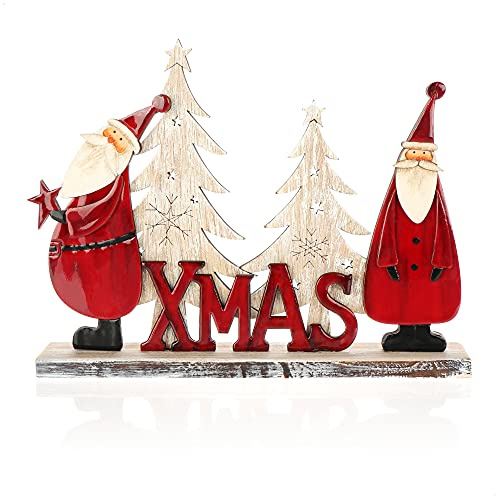com-four® Dekorativer Aufsteller für Weihnachten - Weihnachtsmann aus Holz lackiert - Premium Weihnachtsdekoration zum Hinstellen (01 Stück - Weihnachtsmänner 26cm)