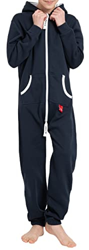 Basisstoff Yuppie Kinder Jumpsuit Jungen Mädchen Overall Navy Gr. 146-152