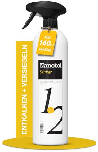 Nanotol Sanitär 1+2, Hybrid Profi Badreiniger mit Easy-to-clean Effekt | Glasreiniger + Entkalker + Nanoversiegelung für Dusche, Badkeramik, Armaturen