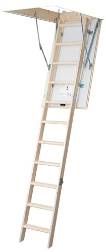 DOLLE Dachbodentreppe wärmegedämmt 120×60 cm – für lichte Raumhöhen 285 cm Klapptreppe mit U-Wert 1,60 Holz, 3-teilig, inkl. Bedienstab Belastbar bis 150 kg