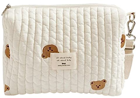 ABenxxou Tragbare Universal-Wickeltaschen für Babys, Windel-Organizer für Mütter, mit Reißverschluss, bestickt, für Mama, Bärenmotiv
