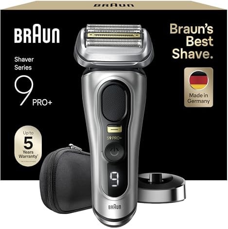 Braun Rasierer Herren Elektrisch Series 9 PRO+, 9517s, Silber - Elektrorasierer mit 5+1 Ultradünne Klingen, Barttrimmer mit 60 Min. Akku, Wasserdicht, Made in Germany, Inkl. Etui und Ladestation