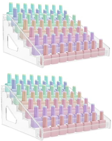 AKOLAFE 2 Stück Nagellack Aufbewahrung 168 Flaschen, 7 Schichten Nagellack Organizer, nagellack Regal Acryl Organizer für Ätherische Öle, Lippenstift, Kosmetika