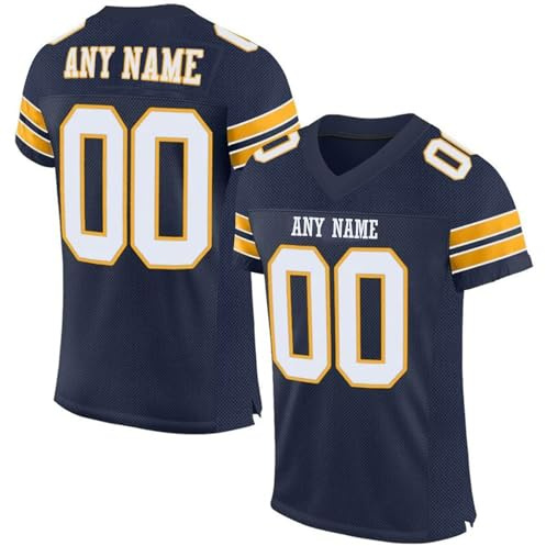 Personalisiert American Football Trikot mit Name Nummer Personalisierte Spieltrikots T-Shirts für Kinder Erwachsene Junge Mädchen Herren Damen