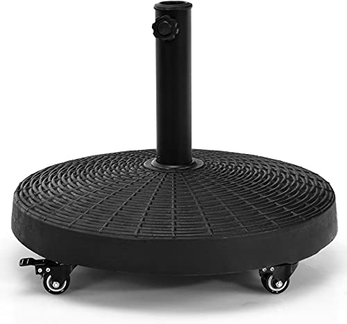 COSTWAY 23 kg Sonnenschirmständer mit Rollen, Φ52cm Schirmständer für Schirmstangen von 38/48 mm, Marktschirmständer rund, Balkonschirmständer, Sonnenschirmfuß für Garten, Balkon