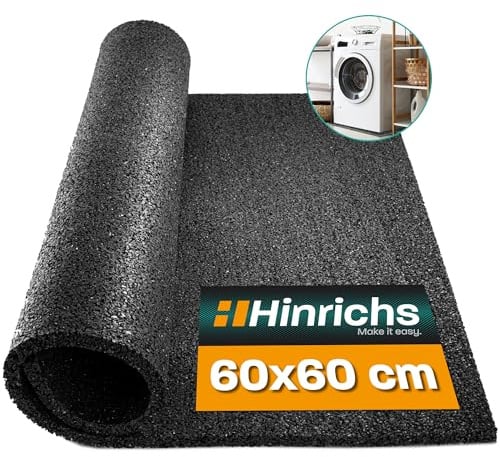Hinrichs Waschmaschinen Unterlage 60x60 cm - Antirutschmatte Waschmaschine und Trockner - Zuschneidbare Gummimatte Waschmaschine aus recyceltem Gummigranulat - Schwingungsdämpfer