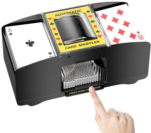 Fousenuk Kartenmischmaschine Elektrische, Mischmaschine für 2 Decks, Kartenmischer, Karten Mischautomat, Card Shuffler, Kartenmischgerät, Mischelmaschiene für UNO, Poker, Texas Hold Em, Blackjack