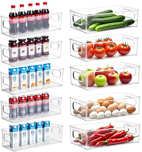 Kühlschrank Organizer Set,10er Set (2 Größe) Kühlschrank Organizer,Küchen Organizer,Geeignet für Küche, Kühlschrank, Schublade, Kleiderschrank, Schreibtisch oder Bürotisch usw,BPA-frei