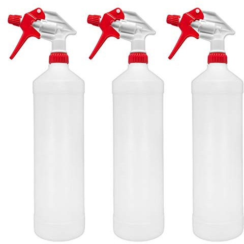 BiOHY Sprühflasche 1 Liter (3er-Set), Handsprüher, Reinigungsmittel | Chemiebeständig, leerer Zerstäuber für Öl, Wasser und Pflanzen, für Werkstatt, Garten, Hobby und Haushalt