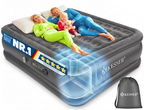 KESSER® Aufblasbare Matratze Luftbett Selbstaufblasend Gästebett mit eingebauter elektrischer Pumpe, Luftmatratze für Camping oder Heimgebrauch Mit Tasche, geeignet für 2 Person - 203 x 152,5 x 51cm