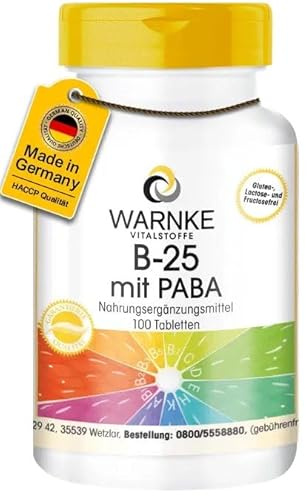 Vitamin B Komplex - mit PABA, Vitamin B 12, Biotin & Inositol - hochdosiert & vegan - 100 Tabletten | Warnke Vitalstoffe - Deutsche Apothekenqualität