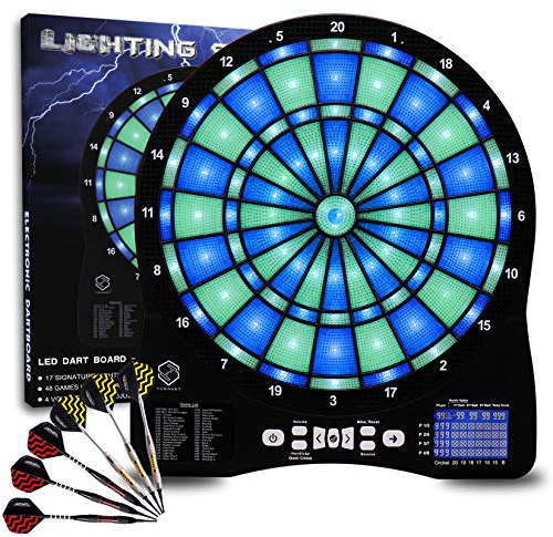 Turnart Dartscheibe Elektronisch 2023 Dartscheibe Elektronische Dartscheibe E Dartscheibe mit LED Beleuchteten Ziffern,Dartscheibe Elektronisch Profi 6 Dartpfeile Soft (blau)