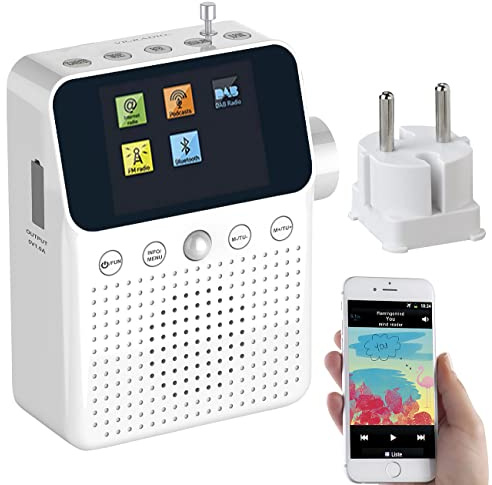 VR-Radio Badradio: 2in1-Steckdosenradio mit DAB+, Bluetooth, Bewegungsmelder, Akku, 8 W (Radio mit Bewegungsmelder, mit fürs Bad, WC)