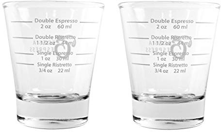 EDESIA ESPRESS - Espressoglas mit weißer Skala zum Abmessen von Kaffee- & Espressospezialitäten - 85 ml - 2 Stück