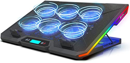 KLIM Glacier Laptop Kühler - Fans Laptops Kühler Stand mit RGB-Hintergrundbeleuchtung - 11 - 17 - Gaming Laptop Lüfter - USB Powered - Stabil und leise - Für PC, Mac, Xbox One, PS4
