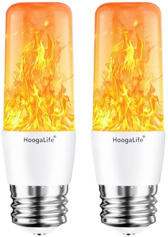 HoogaLife LED-Glühbirnen mit Flammeneffekt, E26 LED-Leuchtmittel mit Schwerkraftsensor, Flamme, Nachtlampe, für Urlaubsgeschenke, Zuhause, Hotel, Bar, Party-Dekoration (2 Stück)