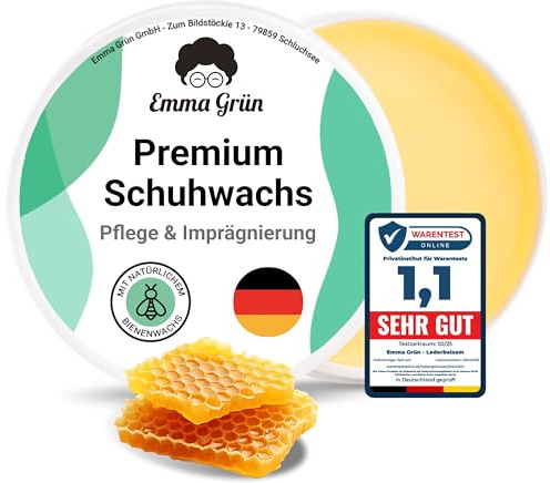 Emma Grün® Schuhwachs Farblos Lederpflege & Schuhpflege 100ml [MIT BIENENWACHS] - Lederbalsam Lederfett Farblos - Lederschuhe Pflege natürlich Made in Germany