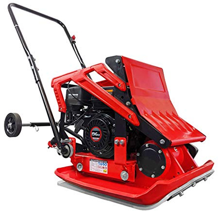 CROSSFER Rüttelplatte RPV-29465 Bodenverdichter 6,5PS Verdichtungstiefe 35 cm Gewicht 111 Kg inkl. Gummimatte und Fahrwerk