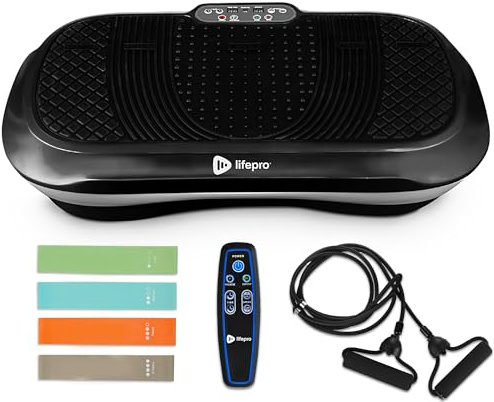 LifePro Waver Vibrationsplatte – Vibration Plate Trainingsgerät Für Lymphdrainage Muskelaktivierung & Ganzkörpertraining Inklusive 2 Loop-Bänder 4 Widerstandsbänder Fernbedienung Schwarz