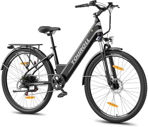 Touroll J1 ST 27,5 E Bike, Elektrofahrrad Trekkingrad E-Bike Herren Damen mit 36V 561.6Wh Akku,100km Reichweite, 250W Motor, E-Fahrrad mit 7-Gang-Getriebe, Pedelec Citybike EBike für Erwachsene