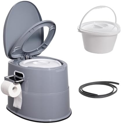 VEVOR 5 L Campingtoilette mit Toilettenpapier- und Handyhalter, Tragbare Campingtoilette 500 x 467 x 400 mm Reisetoilette Nottoilette Weiße Toiletten 136,1 kg Gewichtstragfähigkeit Wohnmobiltoilette