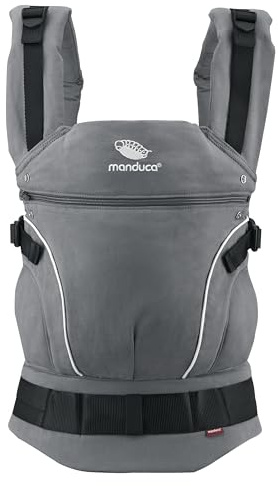 manduca First Babytrage - Verstellbarer und vielseitiger Tragesitz für Babys und Kleinkinder (3,5-20 kg) - Babytrage mit Front-, Hüft- und Rückentragefunktion ,Dark Grey