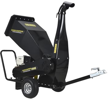 Benzin Holzhäcksler Asthäcksler Gartenhäcksler Schredder 15 PS für Äste und Holz bis 100 mm - mit Anhängerkupplung für Quad und Rasentraktor - inkl. E-Start