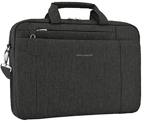KROSER Laptoptasche 15,6 Zoll wasserdicht Business Schwarz | Aktentasche, Tablet Tasche, Schulter Umhängetasche, Wasserabweisend, Für Frauen und Männer, Mehrweg
