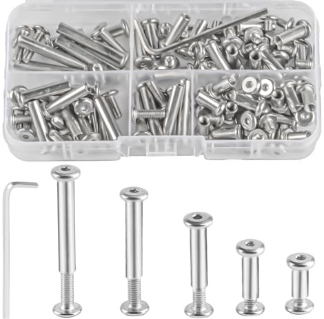 56 Sets M4 Möbelschrauben mit Hülse, Hülsenschrauben, Möbelverbinder Schrankverbinder, Edelstahl Möbel Verbindungsschrauben für Möbel Holzbrettern Schränken Möbelverbinder Schrauben
