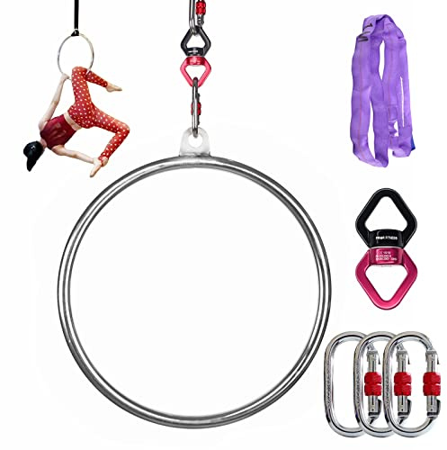 PRIOR FITNESS Mini Lyra Hoop Set, 17 Zoll Kleiner Reifen-Set, Zirkus-Luftgerät, Edelstahl-Luft-Yoga für Heimfitness