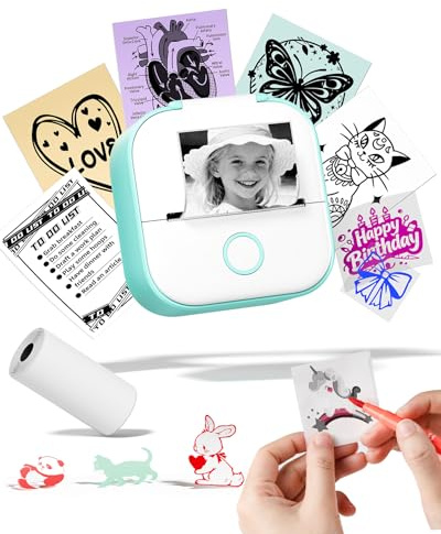 Mini Drucker, T02 Minidrucker für Smartphone, Aufkleber Handy Drucker | Mini-Bluetooth-Drucker, kompakt, für Notizen, Geschenke, Fotos, Lernen, Spaß, DIY, Grün